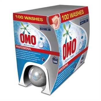 Tøjvask flydende OMO Professional Active Clean m farv parfum/optisk hvidt 7.5kg 